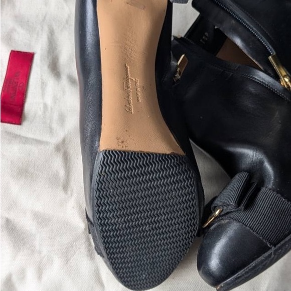 Salvatore Ferragamo Black Ankle Boots with Gold Detail - Picture 6 of 6